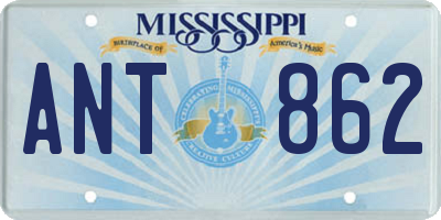 MS license plate ANT862