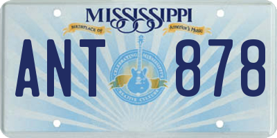 MS license plate ANT878
