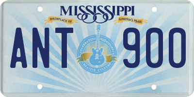 MS license plate ANT900