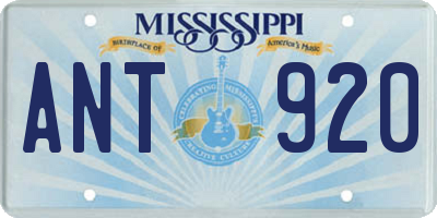MS license plate ANT920