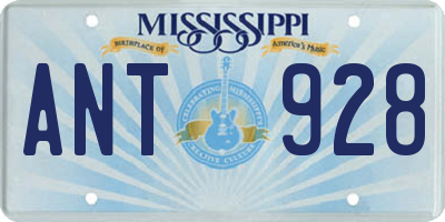 MS license plate ANT928