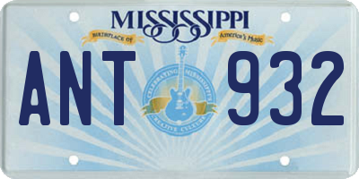 MS license plate ANT932