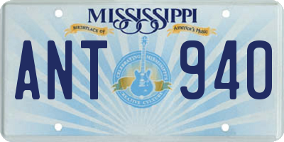 MS license plate ANT940