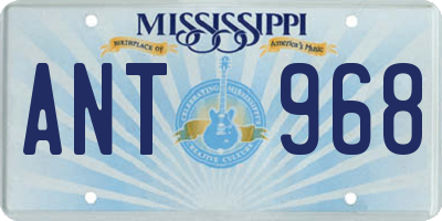 MS license plate ANT968