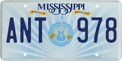 MS license plate ANT978