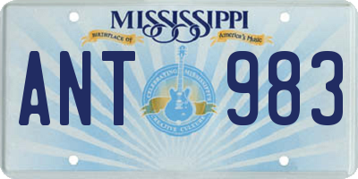 MS license plate ANT983