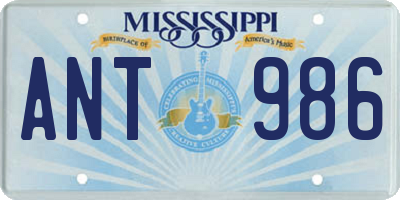 MS license plate ANT986