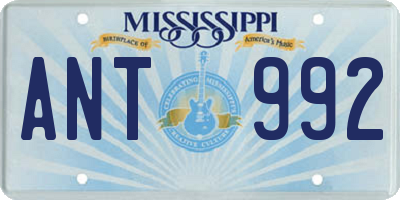 MS license plate ANT992