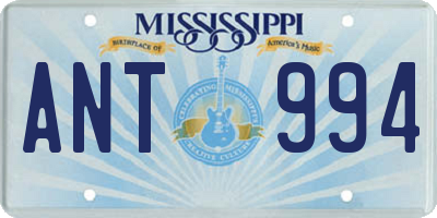 MS license plate ANT994
