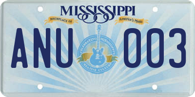 MS license plate ANU003