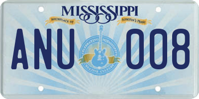 MS license plate ANU008