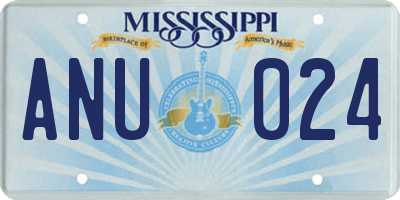 MS license plate ANU024