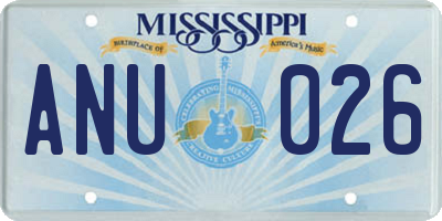 MS license plate ANU026
