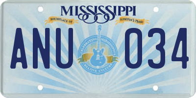 MS license plate ANU034