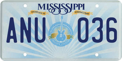 MS license plate ANU036