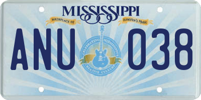 MS license plate ANU038