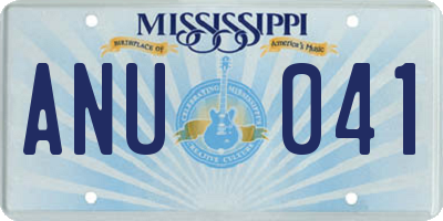 MS license plate ANU041