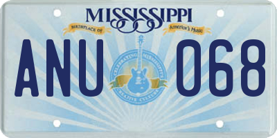 MS license plate ANU068