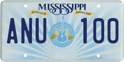 MS license plate ANU100