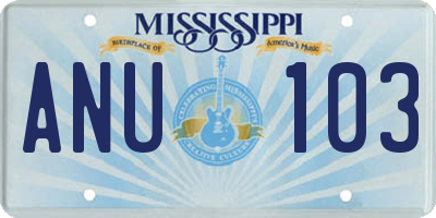 MS license plate ANU103
