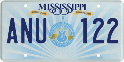 MS license plate ANU122