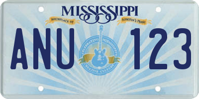 MS license plate ANU123