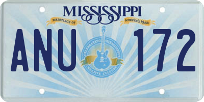 MS license plate ANU172