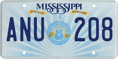 MS license plate ANU208