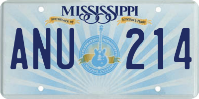 MS license plate ANU214