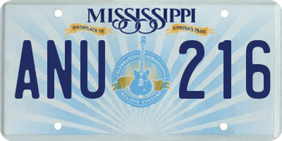 MS license plate ANU216