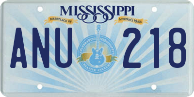 MS license plate ANU218