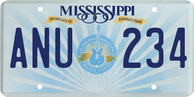 MS license plate ANU234