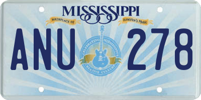 MS license plate ANU278