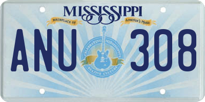 MS license plate ANU308