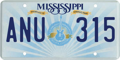 MS license plate ANU315