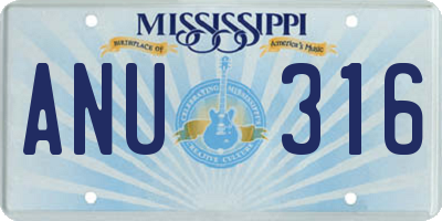 MS license plate ANU316