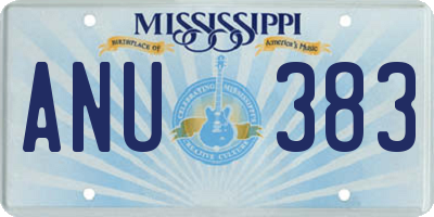 MS license plate ANU383