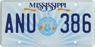 MS license plate ANU386