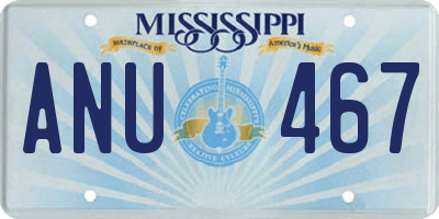 MS license plate ANU467