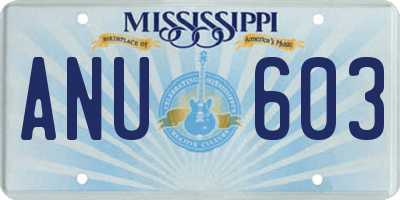 MS license plate ANU603