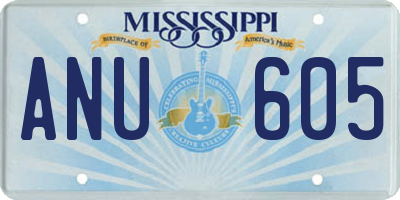 MS license plate ANU605