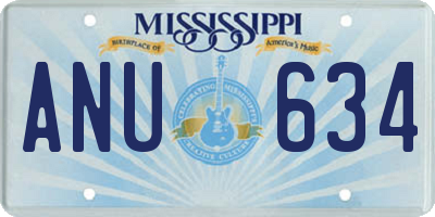 MS license plate ANU634