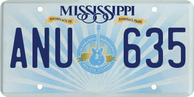 MS license plate ANU635
