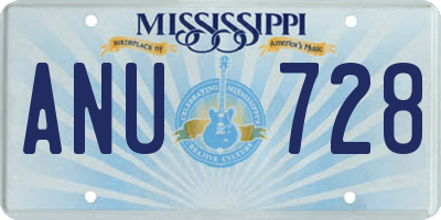 MS license plate ANU728