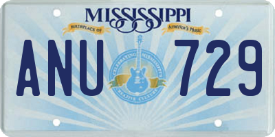 MS license plate ANU729