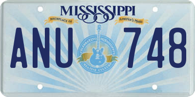 MS license plate ANU748