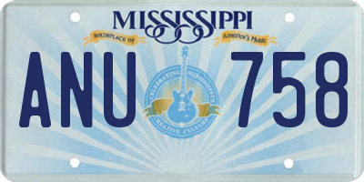 MS license plate ANU758