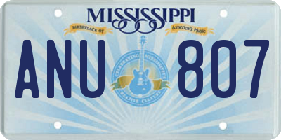 MS license plate ANU807