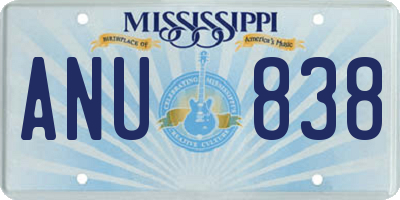 MS license plate ANU838
