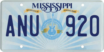 MS license plate ANU920